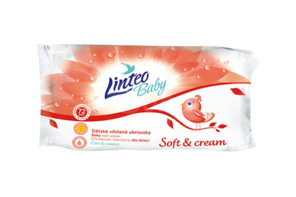 Linteo Baby dětské vlhčené  ubrousky 72ks Soft & Cream
