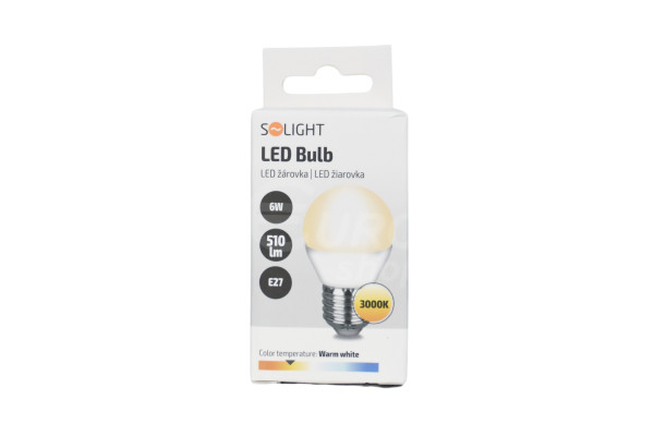 LED žárovka Solight 6W, E27, 3000K, 510lm Warm white