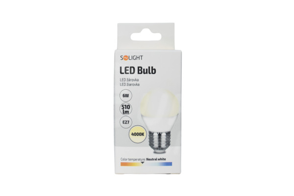 LED žárovka Solight 6W, E27, 4000K, 510lm Neutral white