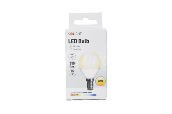 LED žárovka Solight 6W, E14, 3000K, 510lm Warm white