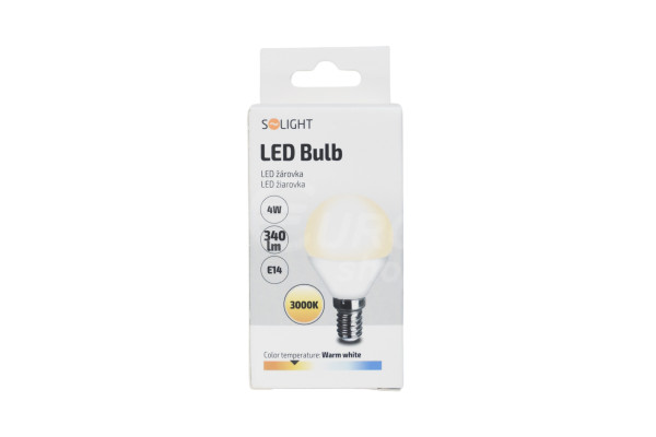 LED žárovka Solight 4W, E14, 3000K, 340lm Warm white