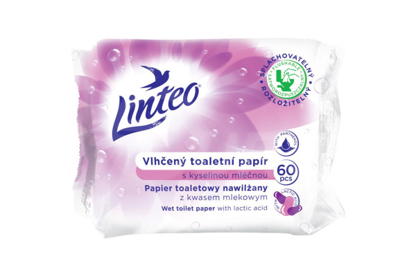 Linteo vlhčený toaletní papír 60 ks S kyselinou mléčnou
