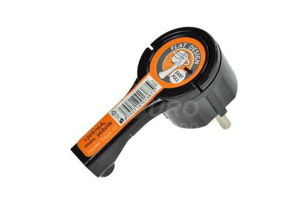 Solight lomená zástrčka 230V/16A, nízký profil od stěny, IP20, černá (P50B)