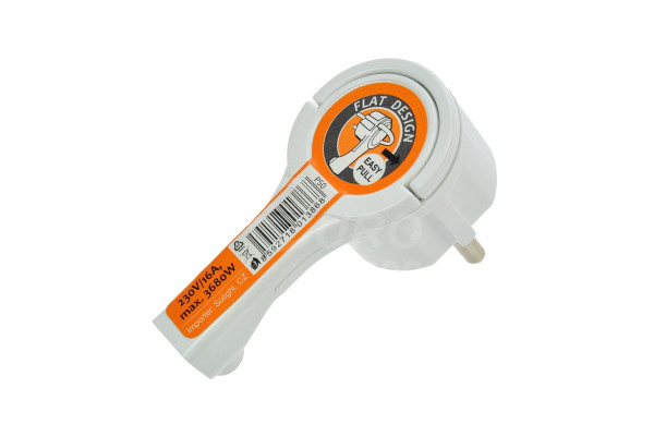 Solight lomená zástrčka, nízký profil od stěny, IP20, bílá (P50)