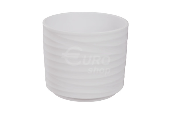 Obal na květináč keramický WAVE 16cm Bílý