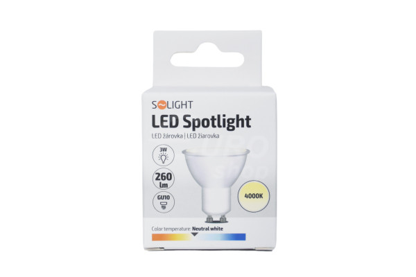 LED bodová žárovka Solight  3W, Gu10, 4000K, 260lm Neutral white