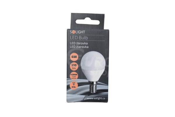 LED žárovka Solight 6W, E14, 6000K, 510lm Cool white