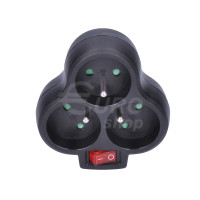 Solight rozbočka s vypínačem - 3 x10A/230V, černá (P99B)