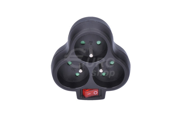 Solight rozbočka s vypínačem - 3 x10A/230V, černá (P99B)