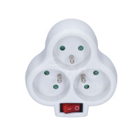 Solight rozbočka s vypínačem - 3 x10A/230V, bílá (P99)