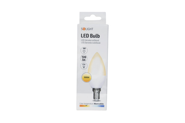 LED žárovka svíčková Solight 8W, E14, 3000K, 720lm Warm white