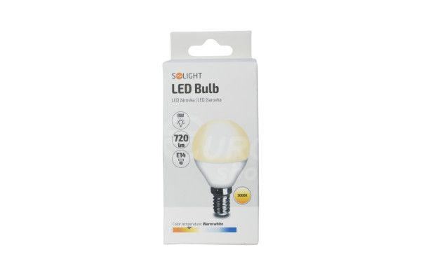 LED žárovka Solight 8W, E14, 3000K, 720lm Warm white