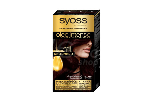 Barva na vlasy Syoss Oleo Intense 50 ml 3-22 Půlnoční bordó (tn)