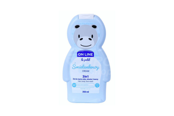 On Line dětský sprchový gel, šampon a pěna do koupele 350ml Cream