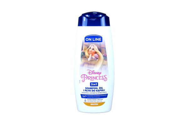 On line dětský sprchový gel, šampon a pěna do koupele Princess 400ml Princess
