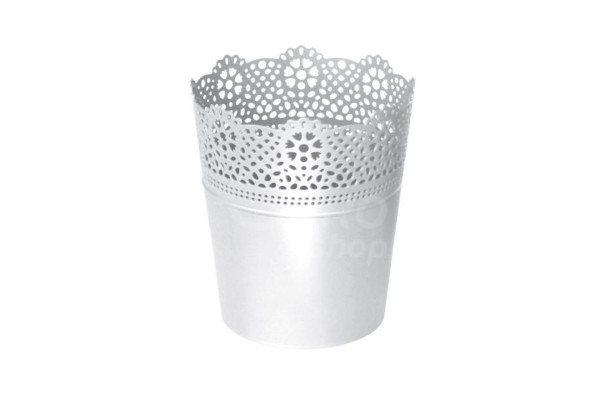Květinač s krajkou Prosperplast plastový LACE 18 cm Bílý (DLAC180)