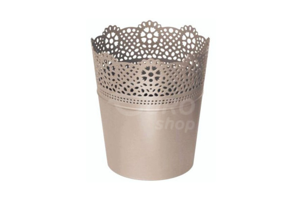Obal na květináč Prosperplast plastový LACE 11,2cm Mocca