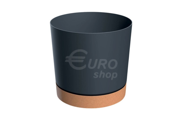 Květináč s miskou Prosperplast plastový TUBO P 10,8 x10,9 cm Antracit/Naturo (DPOP110)