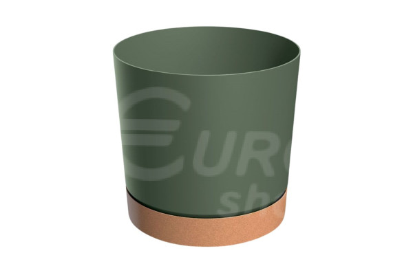 Květináč s miskou Prosperplast plastový TUBO P/M 10,8 x 10,9 cm Zelený/Naturo (DPOD110)
