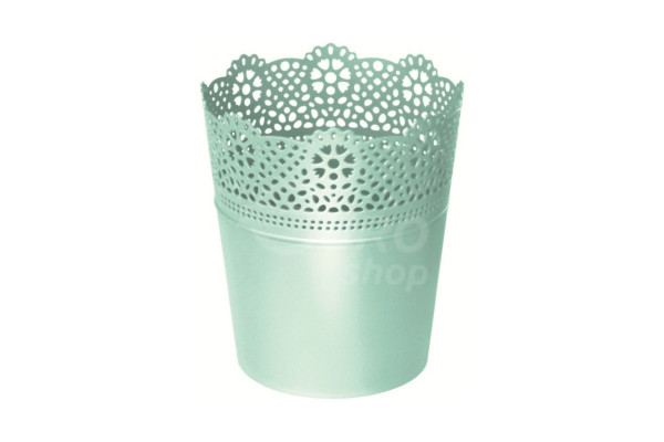 Květináč s krajkou Prosperplast plastový LACE 11,2 x 13,0 cm Pistácie (DLAC115)