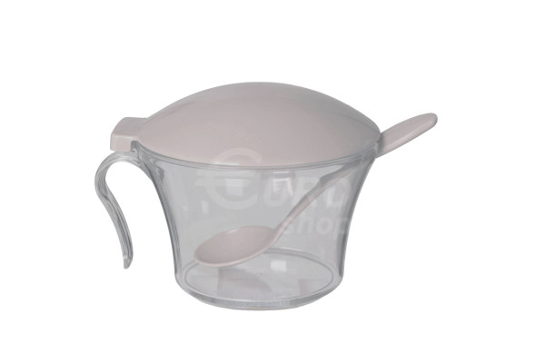Cukřenka se lžičkou plastová PlasticForte 320ml béžová