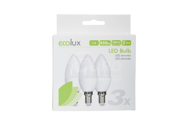 LED žárovka Solight Ecolux E14 6W, 3000K, 450lm Warm white 3 ks
