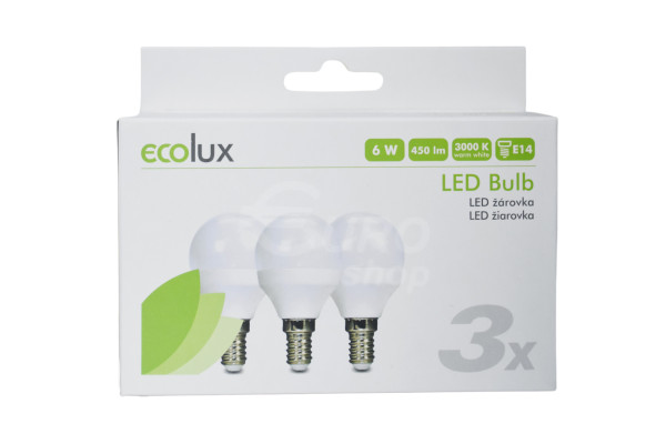LED žárovka Solight Ecolux 6W, E14, 3000K, 450lm Warm white 3 ks