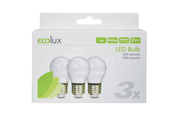 LED žárovka Solight Ecolux 6W, E27, 3000K, 450lm Warm white 3 ks