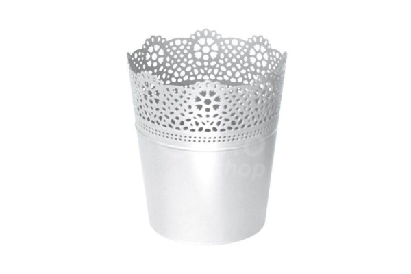 Květináč s krajkou Prosperplast plastový LACE 11,2 x 13,0 cm Bílý (DLAC115)